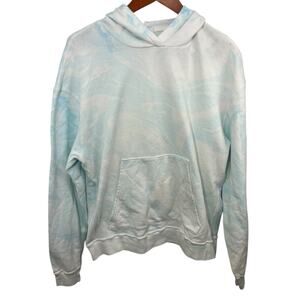 John Elliott White Sky Blue Hoodie Marble Swirl Streetwear Sweatshirt Medium